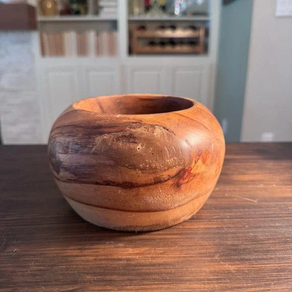 Thick Solid Wooden Bowl/Planter - Picture 2 of 10